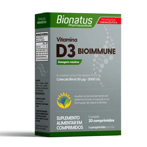 Vitamina D3 Bionatus 30 Comprimidos - Imunidade Vitamina D3 Bionatus 30 Comprimidos - Imunidade