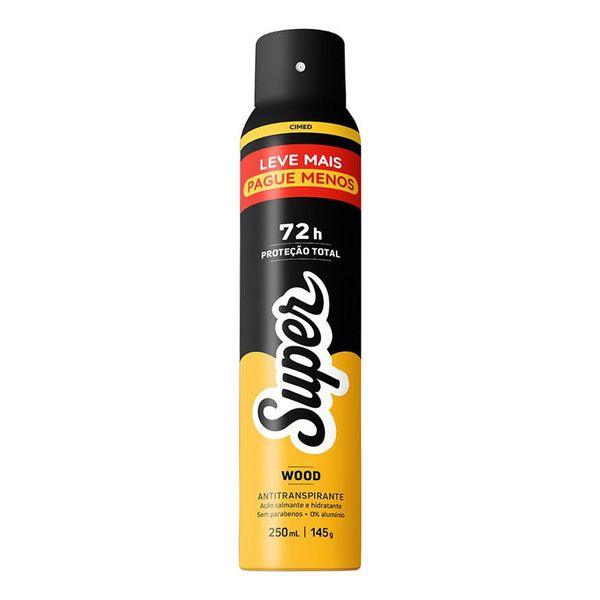 Desodorante Antitranspirante Super Men Wood 250ml Aerossol