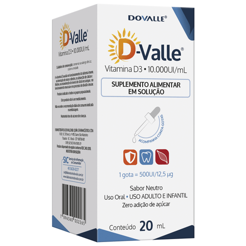 D-Valle 10 000 UI 20 ml – Solução Oral com Vitamina D3 em Gotas D-Valle 10 000 UI 20 ml – Solução Oral com Vitamina D3 em Gotas