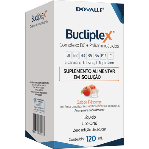 Bucliplex 120ml – Suplemento vitamínico líquido com vitaminas B e C Bucliplex 120ml – Suplemento vitamínico líquido com vitaminas B e C