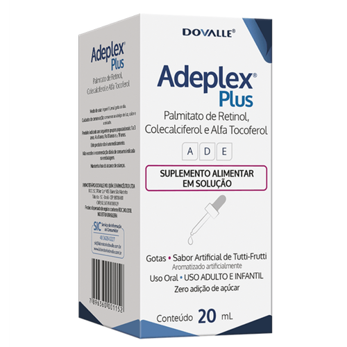 Adeplex Plus Gotas 20 ml – Vitaminas A, D e E em 1 gota Adeplex Plus Gotas 20 ml – Vitaminas A, D e E em 1 gota