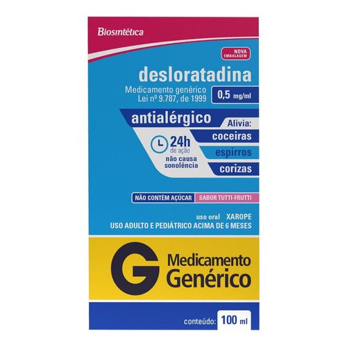Desloratadina 0,5Mg/Ml Genérico Biosintética 100Ml Xarope