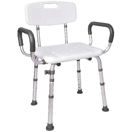 Banco para Banho Mercur com Encosto e Apoio para Braço 135kg