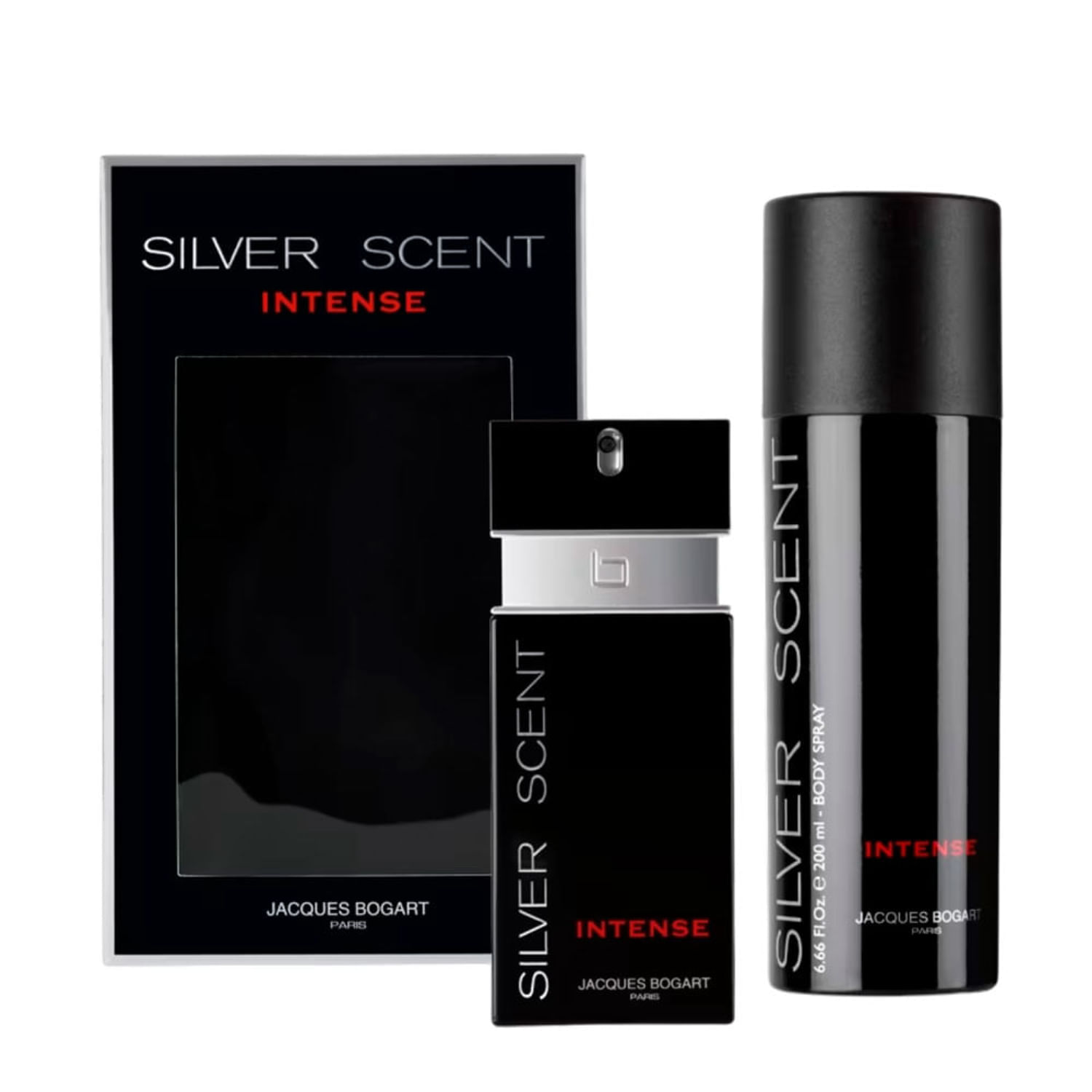 Kit Jacques Bogart Silver Scent Intense Masculino - Eau de Toilette 100ml + Body Spray 200ml
