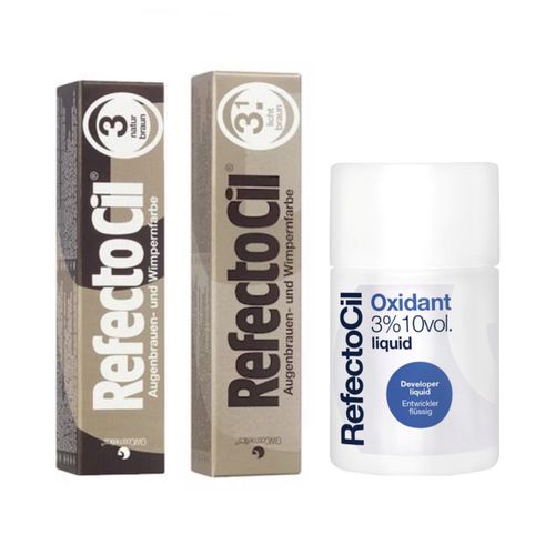 Kit Refectocil Tintura Castanho Natural 3.0 + Castanho Claro 3.1 + Oxidante Liquido 100ml