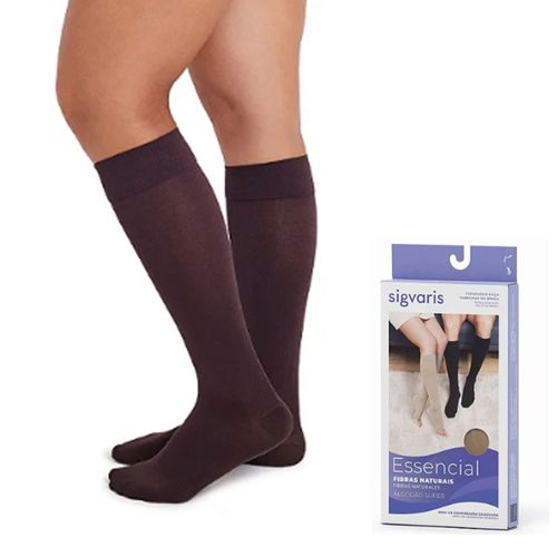 Meia de Compressão Sigvaris Algodao Super 3/4 Comp 20-30mmhg Pé Fechado Marrom M3 M3
