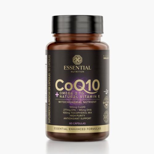 CoQ10 + Ômega 3 TG + Natural Vitamin E Essential Nutrition 60caps