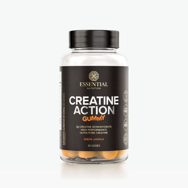 Creatine Action Gummy Laranja Essential Nutrition 60 Gomas
