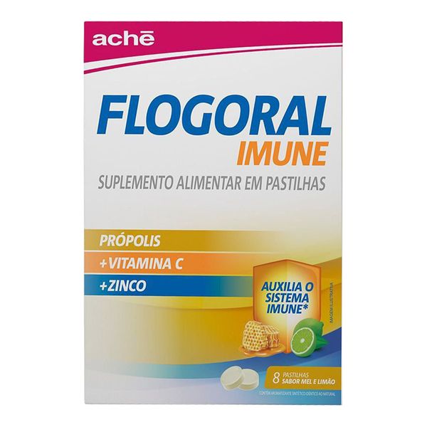 Suplemento Alimentar Flogoral Imune Mel e Limão 8 Pastilhas