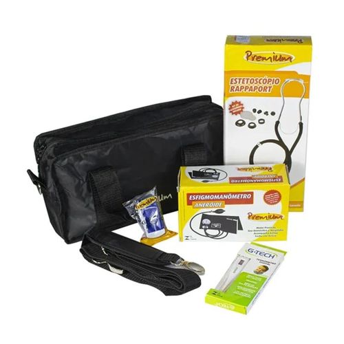 Kit Enfermagem Esfigmo Esteto Garrote Termometro Estojo Bic Azul Único Único Kit Enfermagem Esfigmo Esteto Garrote Termometro Estojo Bic Azul Único Único