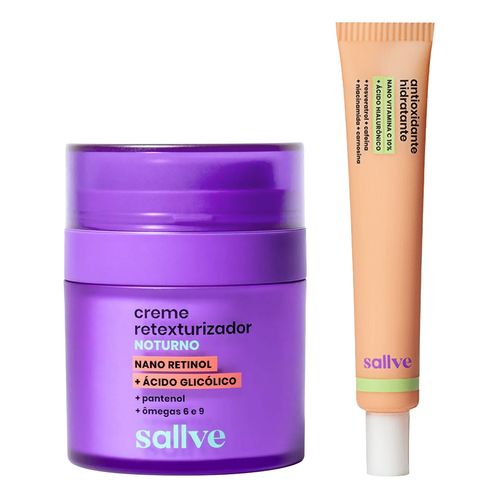 Kit-Sallve-Creme-Retexturizador-Noturno-30g---Hidratante-Antioxidante-35g Kit-Sallve-Creme-Retexturizador-Noturno-30g---Hidratante-Antioxidante-35g