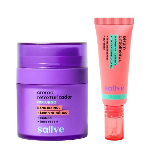 Kit-Sallve-Creme-Retexturizador-Noturno-30g---Serum-Antiolheiras-15g Kit-Sallve-Creme-Retexturizador-Noturno-30g---Serum-Antiolheiras-15g