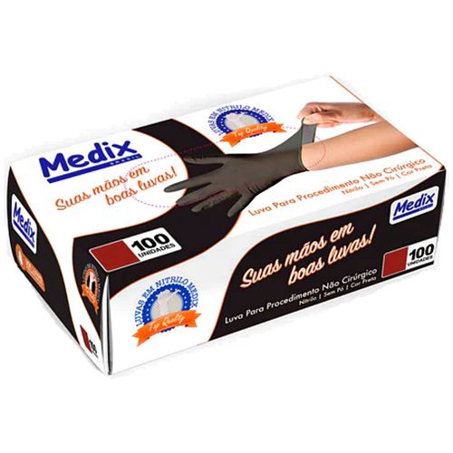 Luva Nitrílica Medix - Preta - Tamanho G - Caixa com 100 unidades Luva Nitrílica Medix - Preta - Tamanho G - Caixa com 100 unidades