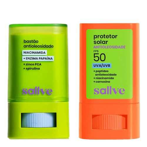 Kit-Sallve-Bastao-Antioleosidade-15g---Protetor-Solar-FPS-50-15g Kit-Sallve-Bastao-Antioleosidade-15g---Protetor-Solar-FPS-50-15g