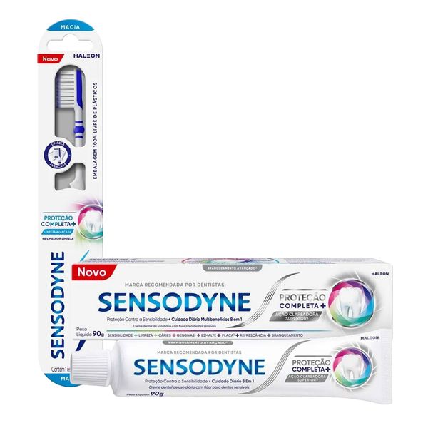 Kit Sensodyne Proteção Completa+ Pasta de Dente 90g + Escova de Dente 1 Unidade