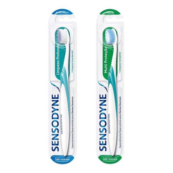 Kit Sensodyne Dentes Sensíveis Escova de Dente Multiproteção + Escova de Dente Limpeza Profunda 1 Unidade Cada