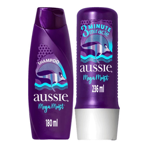 Kit  Aussie Mega Moist - Shampoo 180ml + Condicionador 236ml NULO