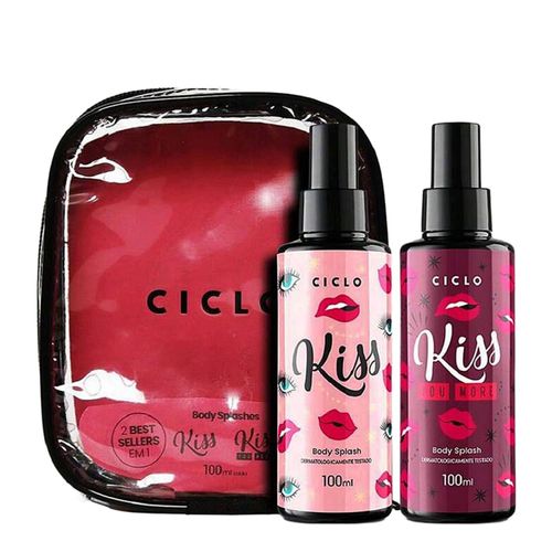 Kit Ciclo Kiss Body Splash 100ml + Kiss You More Body Splash 100ml + Estojo NULO