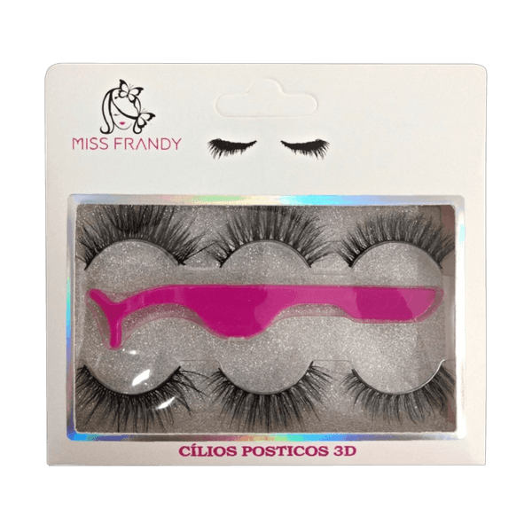 Kit Miss Frandy - Cílios Postiços com 3 Pares e Uma Pinça
