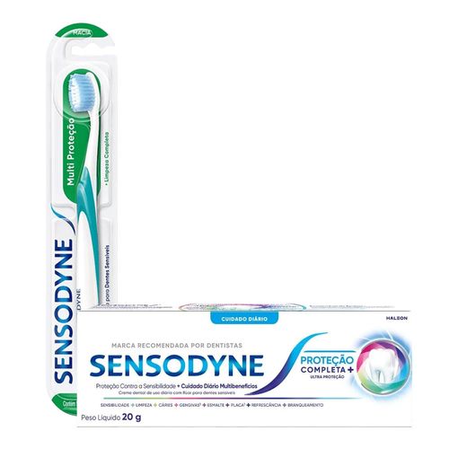 Kit-Sensodyne-Creme-Dental-Protecao-Completa-20g---Escova-de-Dente-Multiprotecao-1-Unidade Kit-Sensodyne-Creme-Dental-Protecao-Completa-20g---Escova-de-Dente-Multiprotecao-1-Unidade