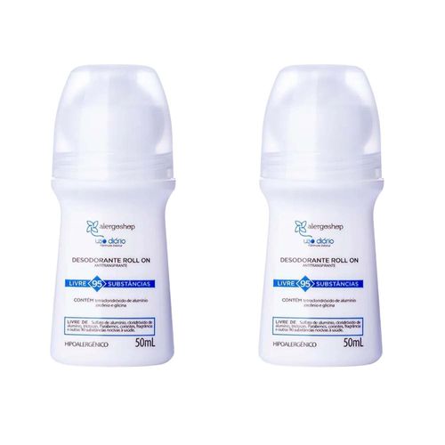 KIT 2 Desodorante Roll-On Uso Diário Alergoshop 50ml Branco KIT 2 Desodorante Roll-On Uso Diário Alergoshop 50ml Branco