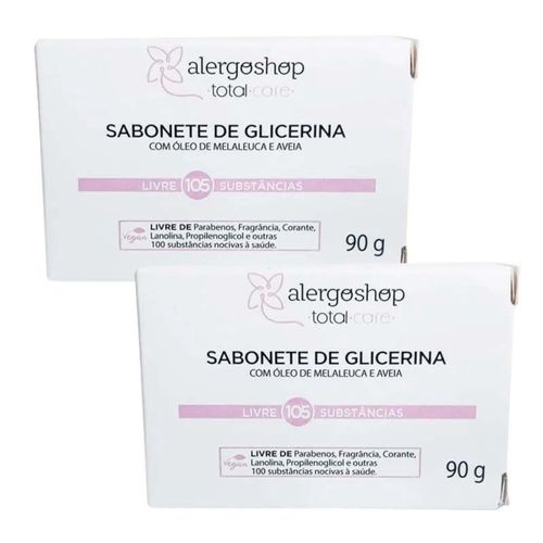 KIT 2 Sabonete em Barra Glicerina Alergoshop 90g 90g Branco