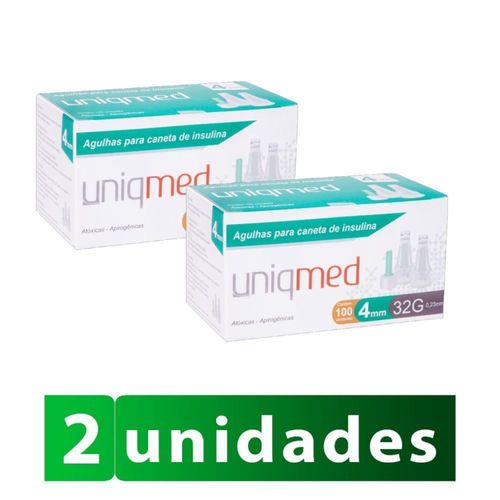 KIT 2 Agulhas Para Caneta de Insulina Uniqmed 4mm 100 unidades