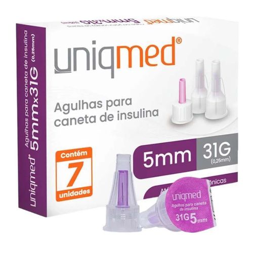 Agulhas Para Canetas de Insulina Uniqmed 5mm 7 unidades