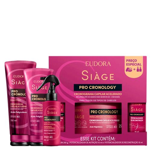 Kit Eudora Siàge Pro Cronology Cronograma Capilar Acelerado - 6 Produtos Kit