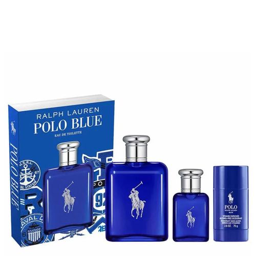 Kit Perfume Ralph Lauren Polo Blue Masculino Eau de Toilette 125ml + Eau de Toilette 40ml + Desodorante 75g Kit Kit Perfume Ralph Lauren Polo Blue Masculino Eau de Toilette 125ml + Eau de Toilette 40ml + Desodorante 75g Kit