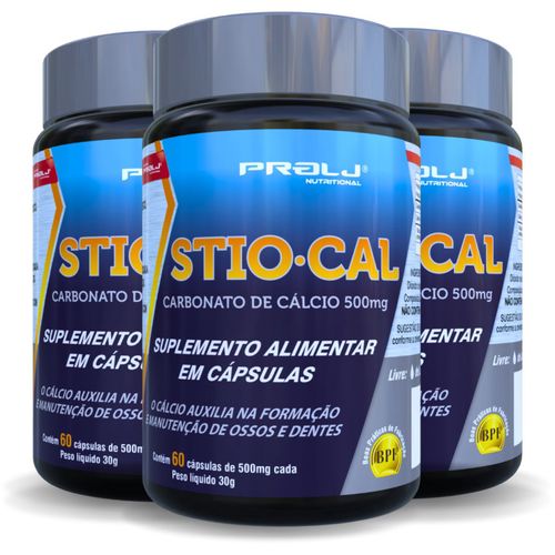 STIO-CAL 500MG CARBONATO DE CÁLCIO 180 CÁPSULAS KIT 3