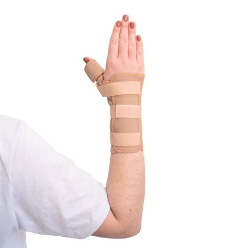Órtese Curta com Tala para Punho e Polegar Mercur - Bege - Direita - P Órtese Curta com Tala para Punho e Polegar Mercur - Bege - Direita - P