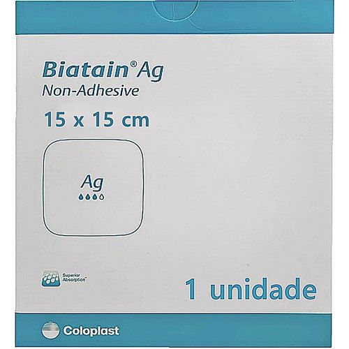 Curativo Biatain AG Coloplast 39625 - Não Adesivo - 15x15cm - unidade