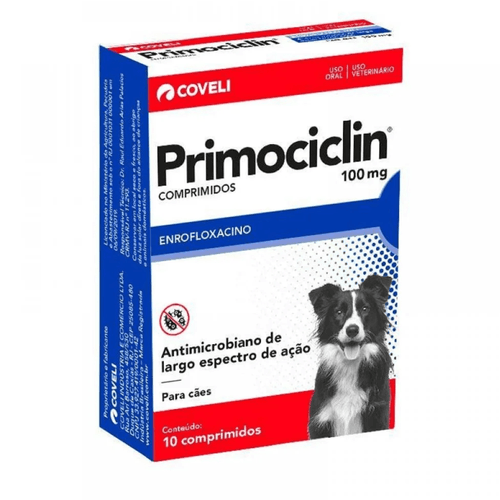 PRIMOCICLIN 100MG COM 10 COMPRIMIDOS PARA CÃES COVELI