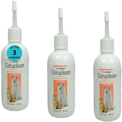 Ceruclean 100ml Solução Para Higienização dos Ouvidos Para Cães e Gatos Kit Com 3 Ceruclean 100ml Solução Para Higienização dos Ouvidos Para Cães e Gatos Kit Com 3