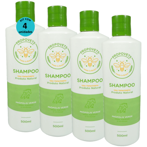 Shampoo Natural Propovets Própolis Verde Cães Gatos Equinos 500ml Kit Com 4 Unidades