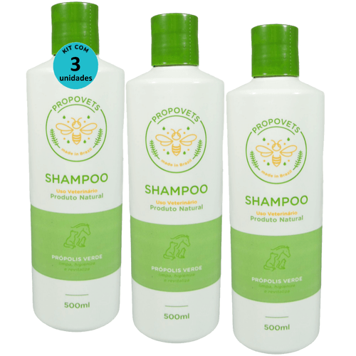 Shampoo Natural Propovets Própolis Verde Cães Gatos Equinos 500ml Kit Com 3 Unidades