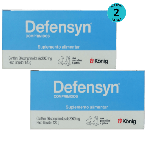 Defensyn 2000mg Com 60 Comp. Para Cães E Gatos König Kit Com 2
