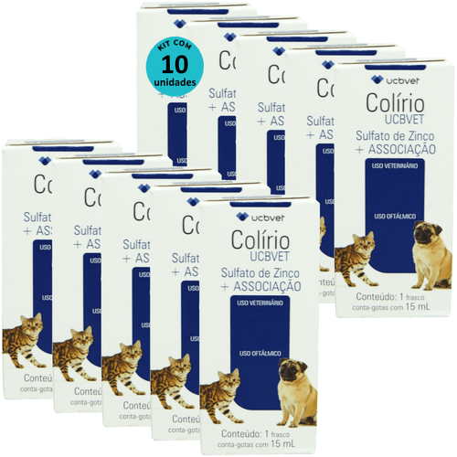 Colírio UCBVET 15ml Para Cães Kit Com 10 Unidades