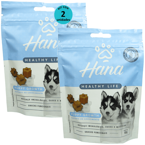 Hana Puppy Growth Suporte ao Crescimento 80g Snacks Para Cães Filhotes Kit C/ 2 un