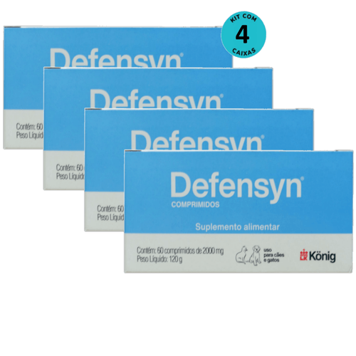 Defensyn 2000mg Com 60 Comp. Para Cães E Gatos König Kit Com 4 Defensyn 2000mg Com 60 Comp. Para Cães E Gatos König Kit Com 4