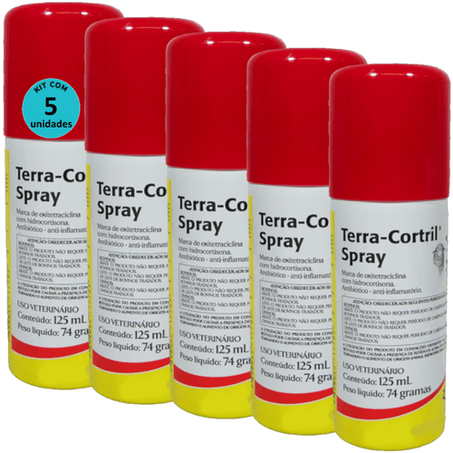 Terra-Cortril Spray 125ml Zoetis Kit com 5