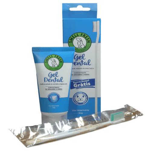Gel Dental Cães e Gatos 60g Com Escova Grátis Smell Fresh