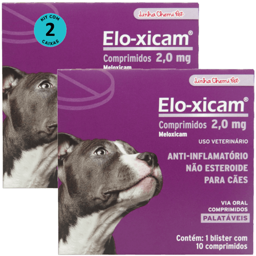 Elo-xicam 2,0mg Com 10 Comprimidos Para Cães Chemitec Kit Com 2 Elo-xicam 2,0mg Com 10 Comprimidos Para Cães Chemitec Kit Com 2