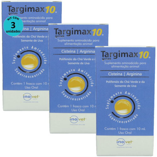 Targimax 10 Suplemento Animal 10ml Kit Com 3