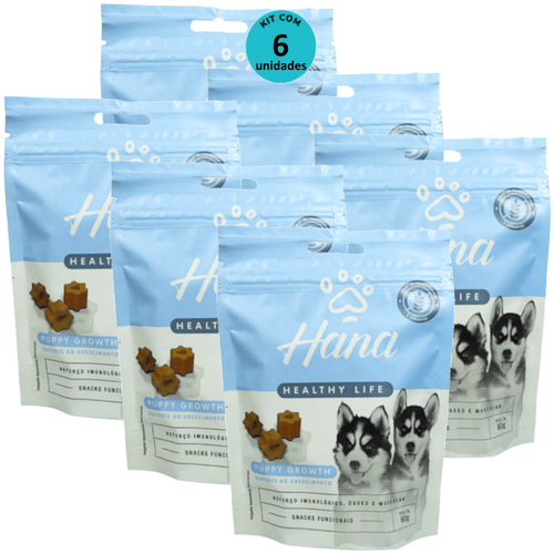 Hana Puppy Growth Suporte ao Crescimento 80g Snacks Para Cães Filhotes Kit C/ 6 un