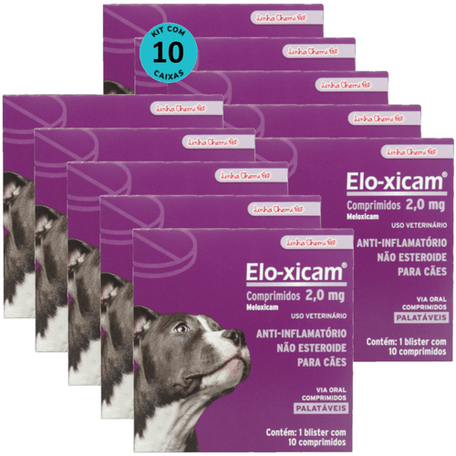 Elo-xicam 2,0mg Com 10 Comprimidos Para Cães Chemitec Kit Com 10