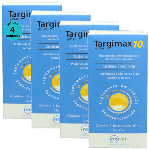 Targimax 10 Suplemento Animal 40ml Kit Com 4