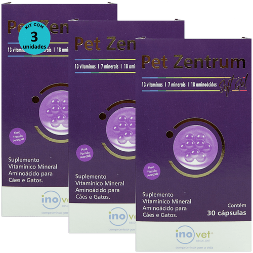 PET ZENTRUM SOFT GEL COM 30 CÁPSULAS PARA CÃES E GATOS KIT COM 3