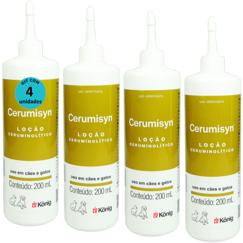 Cerumisyn 200ml Loção Ceruminolítico König Kit Com 4 unid Cerumisyn 200ml Loção Ceruminolítico König Kit Com 4 unid